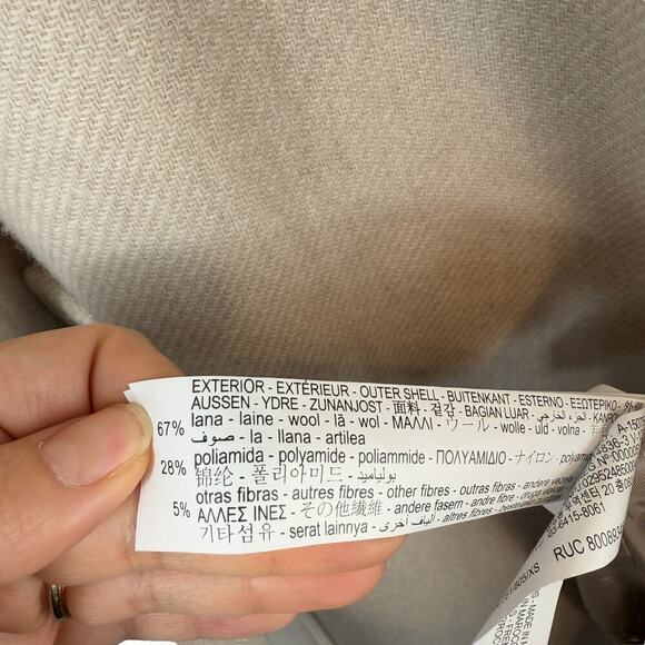 Zara Manteco Wool Blend Open Front Belted Long Coat Minimalist Chic Beige Sz XS - Picture 6 of 10